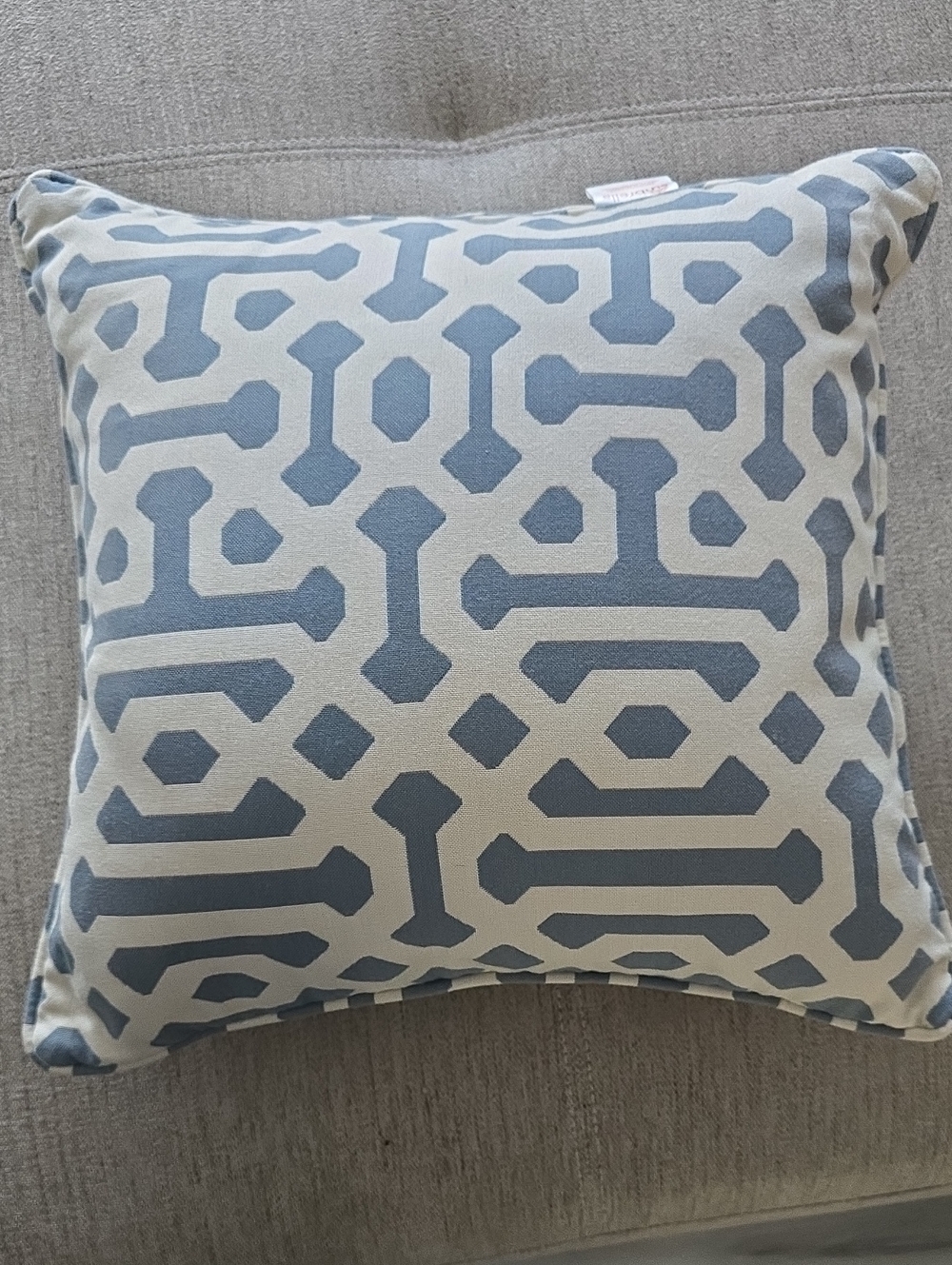 Sunbrella 6 Blue & Cream Geometric Outdoor Throw Pillow - All Weather